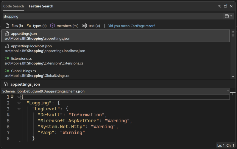 Screenshot showing Did You Mean offering an alternative result suggestion when the top result doesn't match user intent