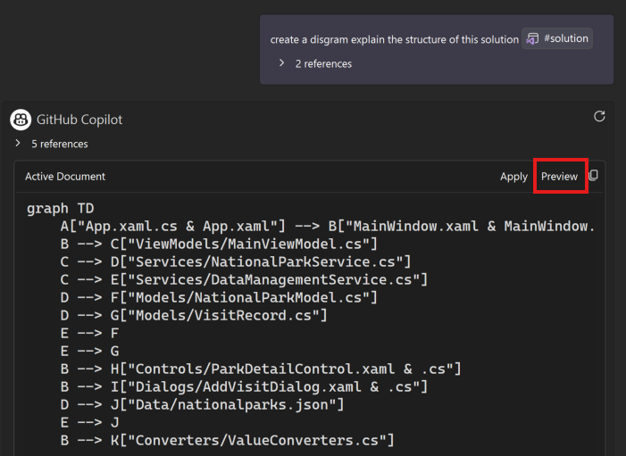 Mermaid chart generated by Copilot Chat
