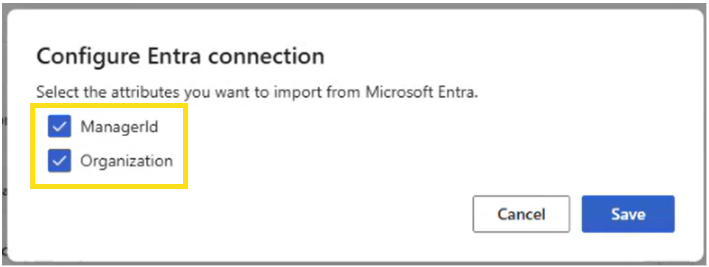 Screenshot that shows how to configure the Entra connection.