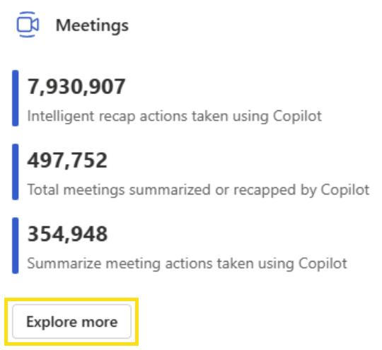 Screenshot that shows the meetings card.