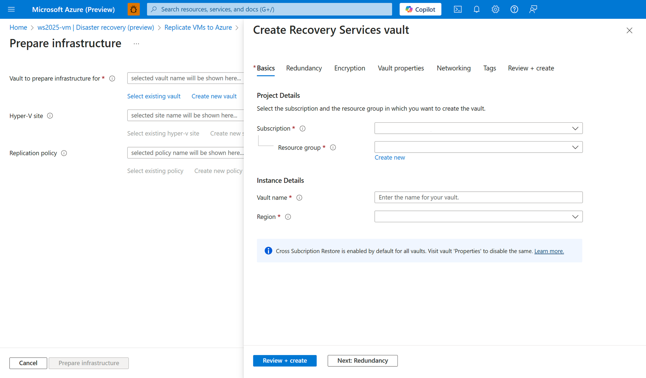 A screenshot of the Azure Site Recovery configuration tool preparing the infrastructure and installing the Azure Site Recovery extension.