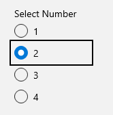 Example of focus and selection before keyboard navigation