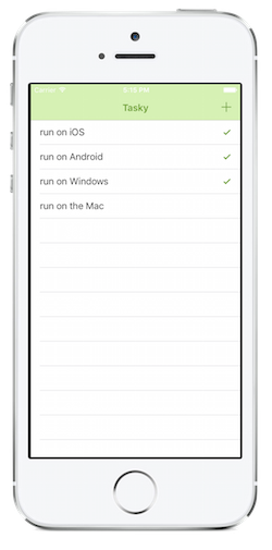 It inherits from DialogViewController and implements code to set the Root to contain a collection of TaskItem objects for display