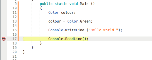 The code will be highlighted yellow