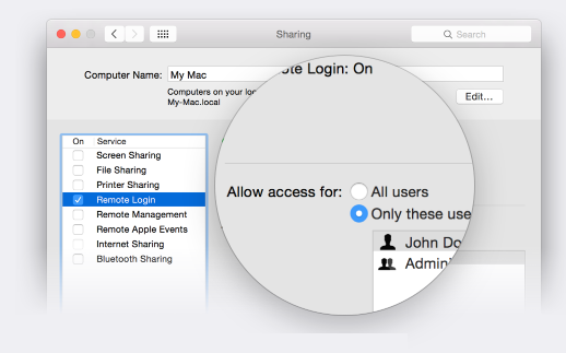 Set access for Only these users