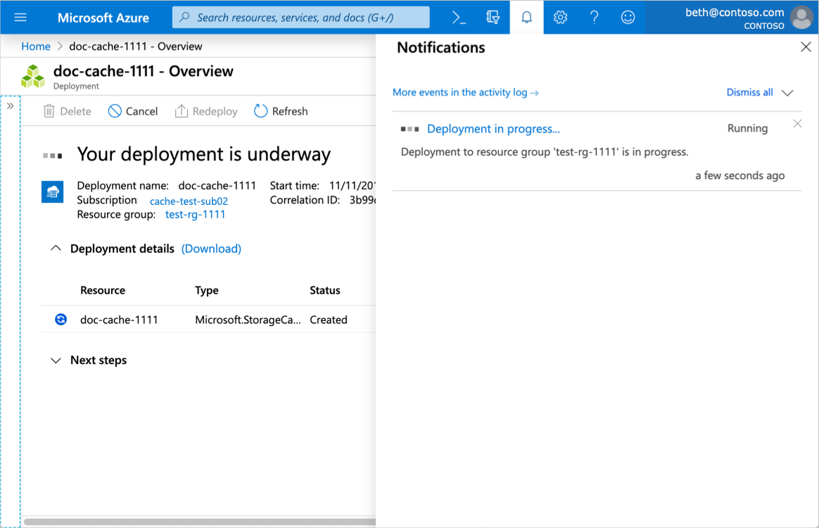 Captura de pantalla en el portal de las páginas de creación de la memoria caché, 