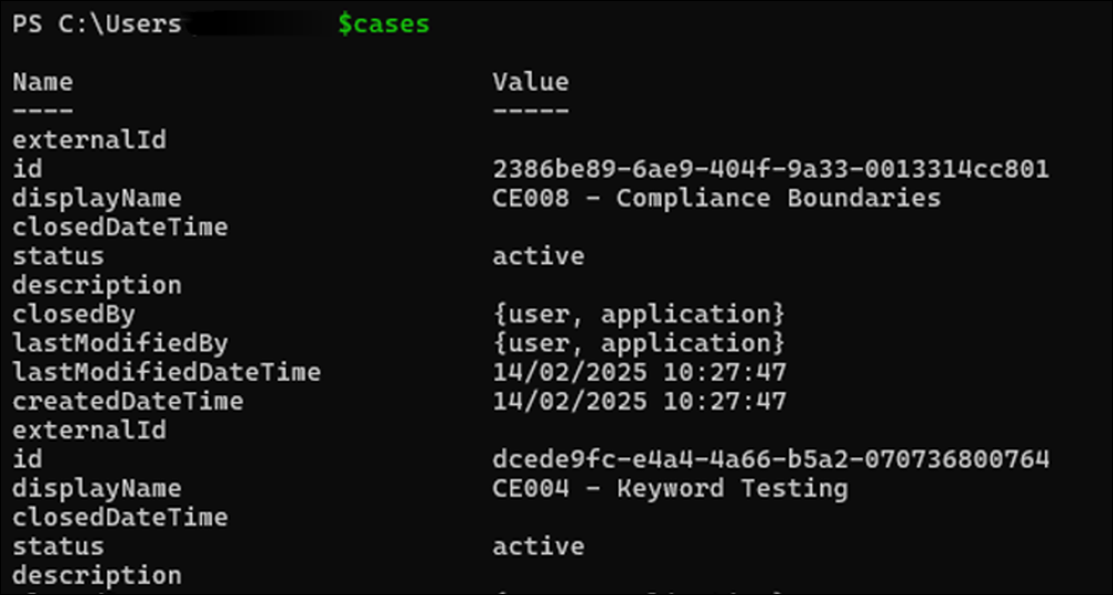 Ejemplo de PowerShell para extraer la dirección URL para casos.