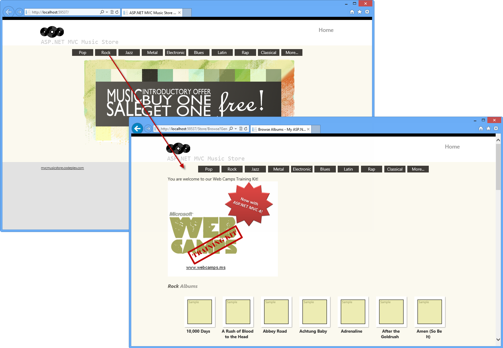 Tienda de música de MVC: Visualización de inserción Tienda de música de MVC: Visualización de inserción