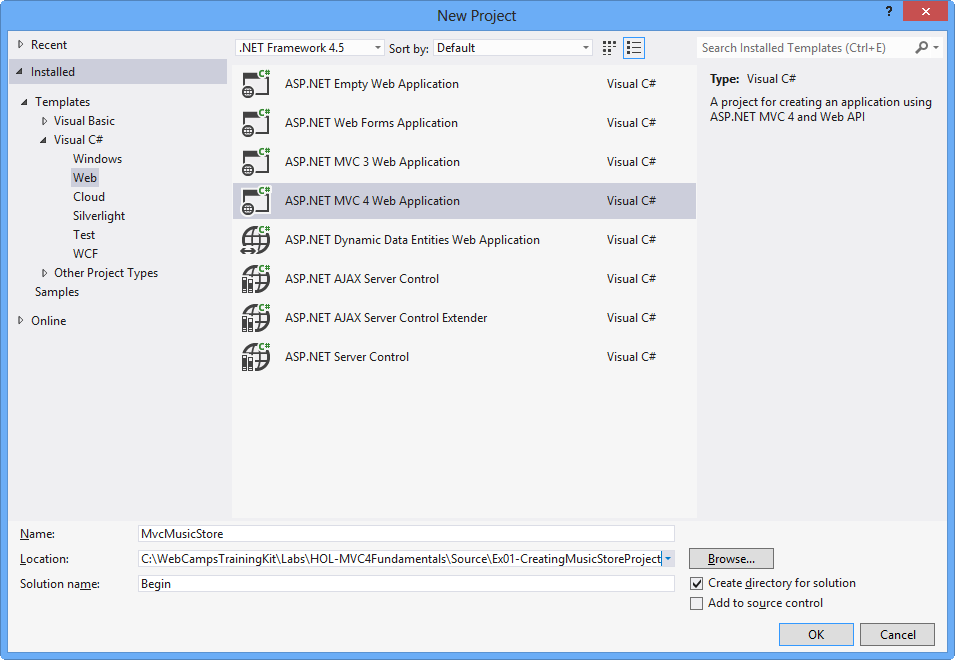 Cuadro de diálogo Crear nuevo proyecto Cuadro de diálogo Crear nuevo proyecto