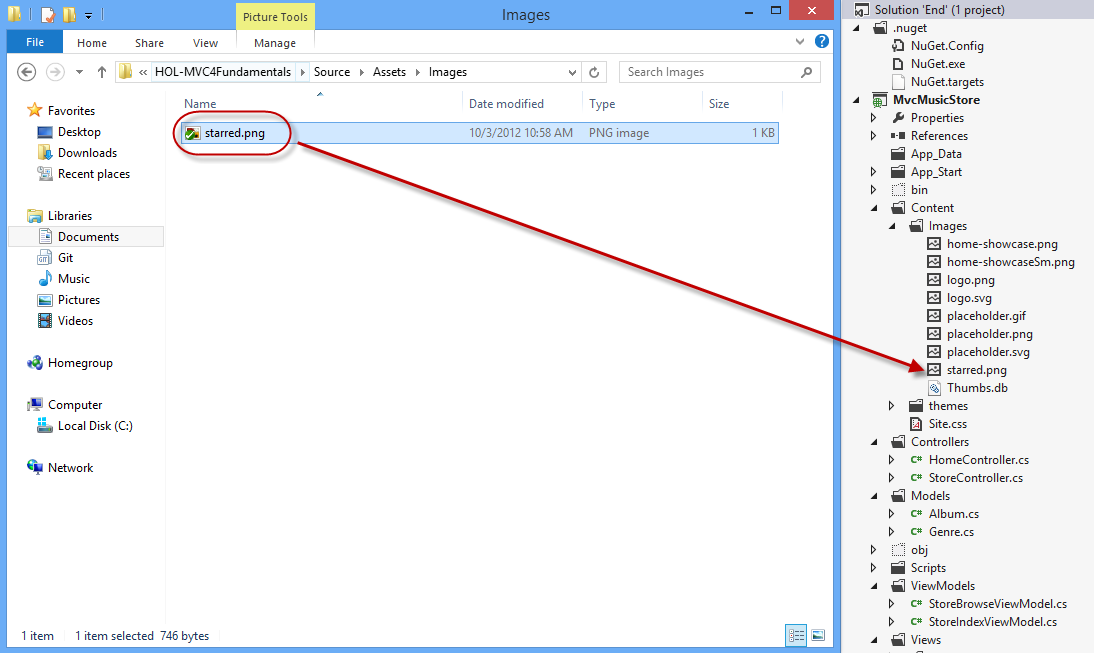 Adición la una imagen de estrella a la solución Adición la una imagen de estrella a la solución