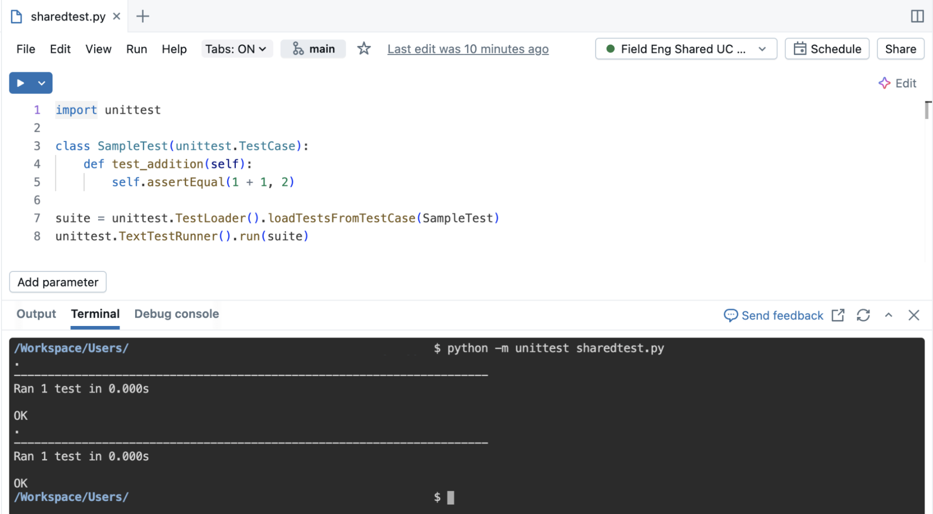 Invocación de pruebas de carpetas de Git