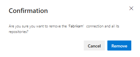 Captura de pantalla que muestra la confirmación de la eliminación de la conexión de GitHub.