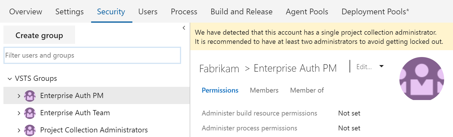 Advertencia de cuenta para administrador único