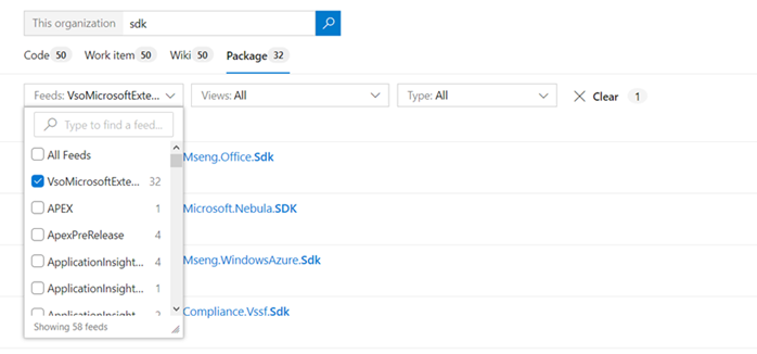 Busque en todas las fuentes de la organización.