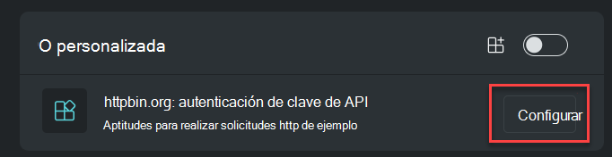 Captura de pantalla que muestra la opción Configurar.