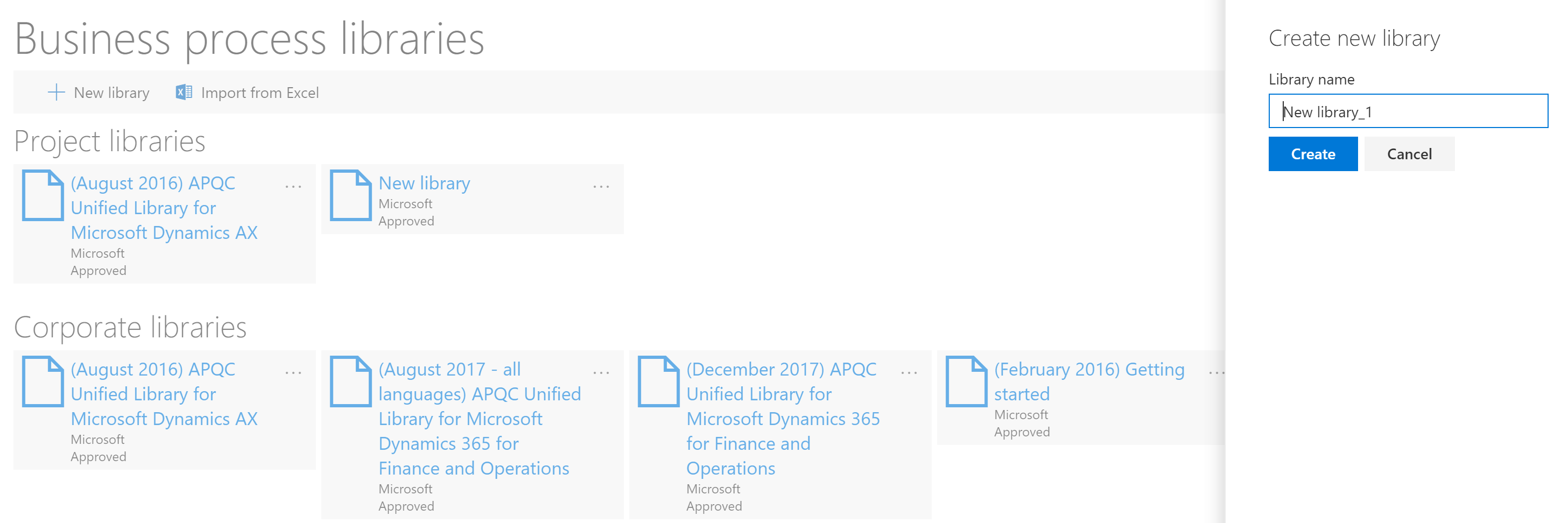 Screenshot of Import from Excel.