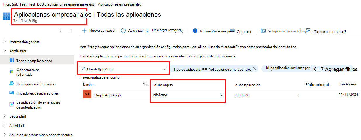 Captura de pantalla de la página aplicaciones empresariales.