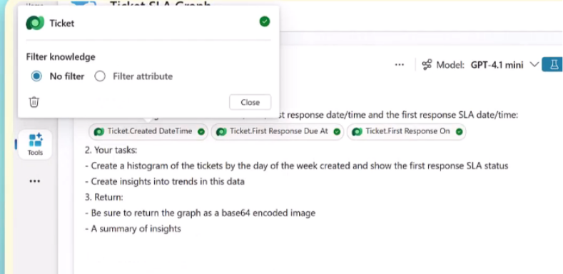 Captura de pantalla del filtrado de datos de tabla.