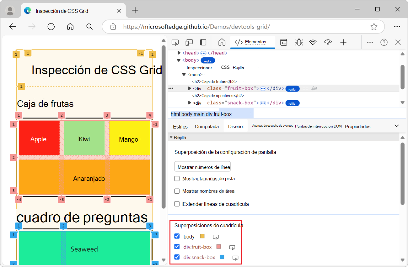 Habilitar vistas superpuestas de varias cuadrículas