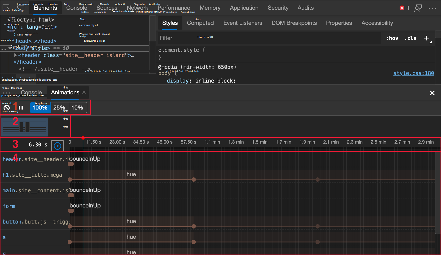 Inspector de animación anotada
