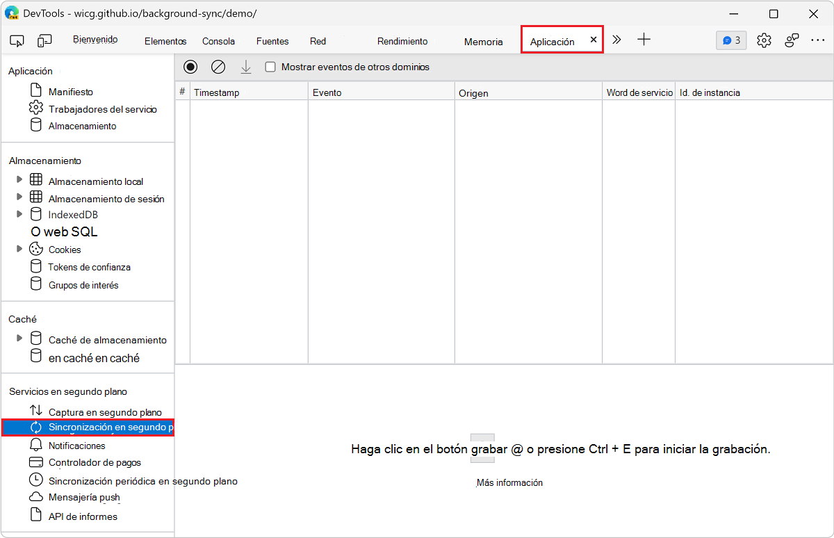 Panel Sincronización en segundo plano