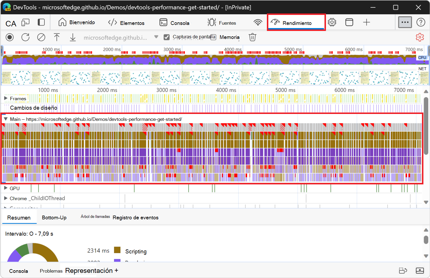 La sección Principal