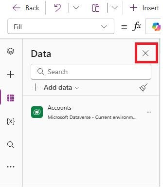 Captura de pantalla del panel de datos de cierre.