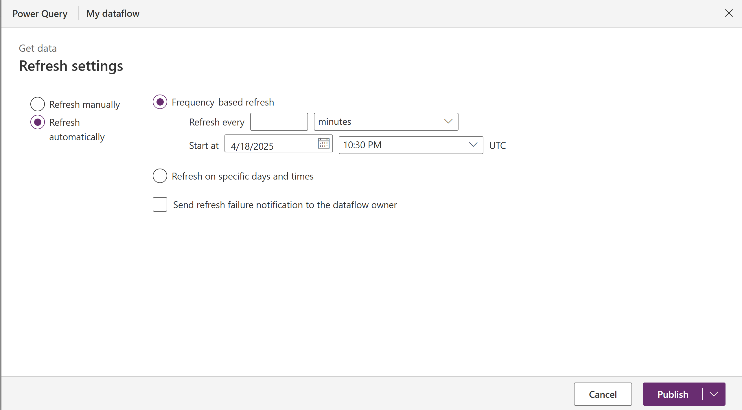 Opción Actualizar automáticamente.