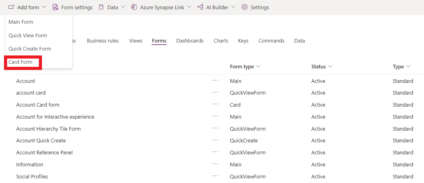Crear formulario de tarjeta