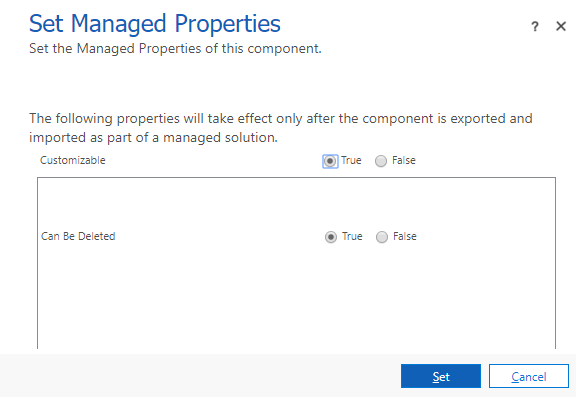 Establezca las propiedades administradas.