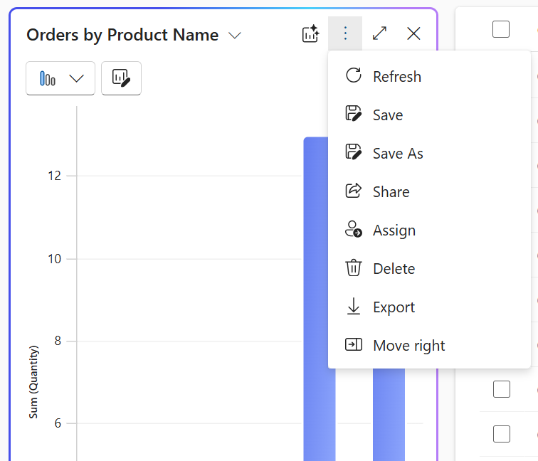Captura de pantalla que muestra opciones detalladas después de hacer clic en los tres puntos.