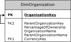 Combinación autoreferencial en la tabla DimOrganization