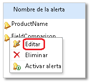Abrir el Diseñador de alertas de datos haciendo clic en Editar