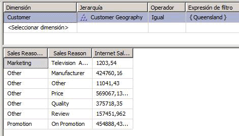Paneles Filtro y Datos del Diseñador de cubos