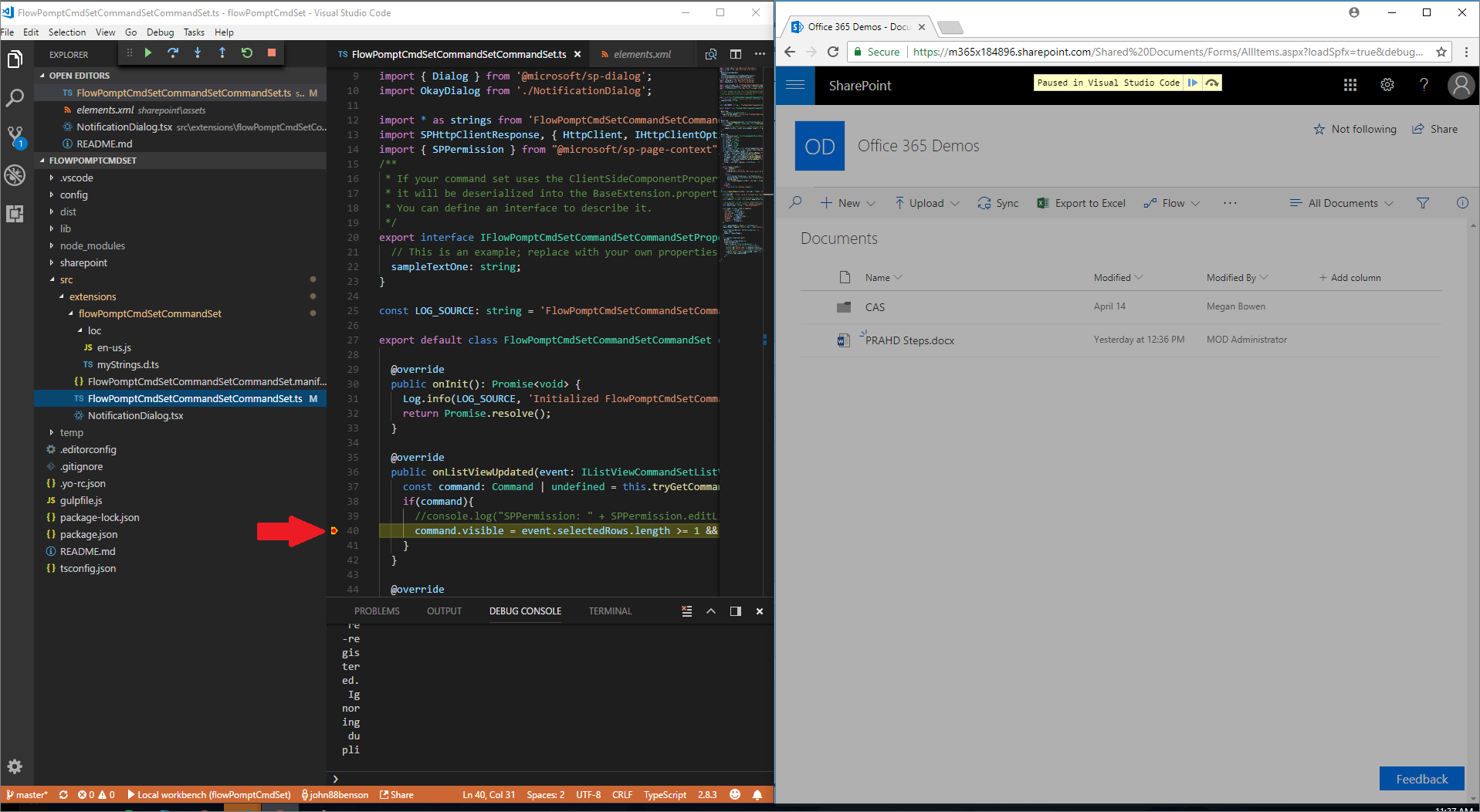 Puntos de interrupción en Visual Studio Code