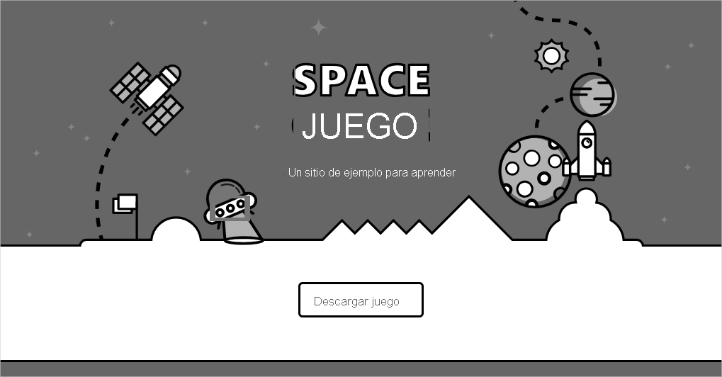 Captura de pantalla del sitio web Space Game que se ejecuta en un explorador web.