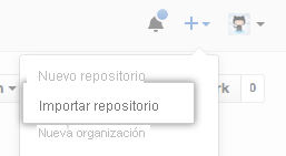 Captura de pantalla del botón importar repositorio.