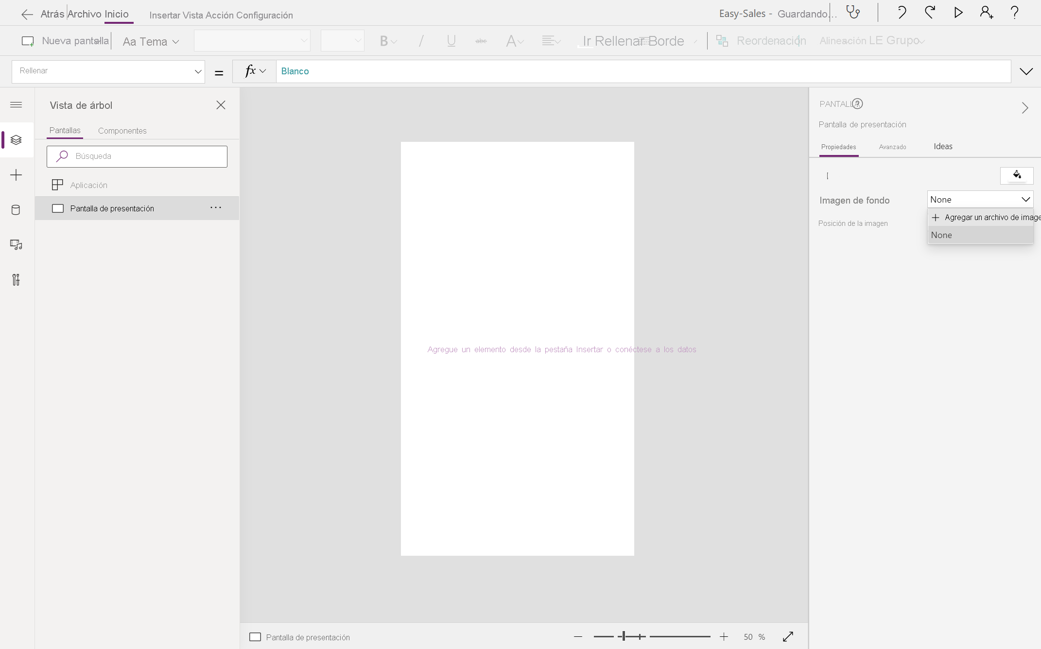 Captura de pantalla de cómo añadir el logotipo de Easy Sales.
