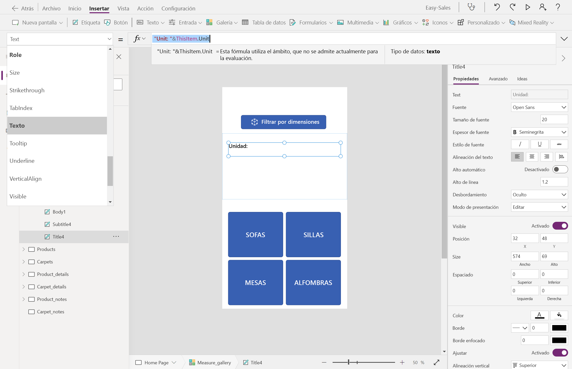 Captura de pantalla del texto del título