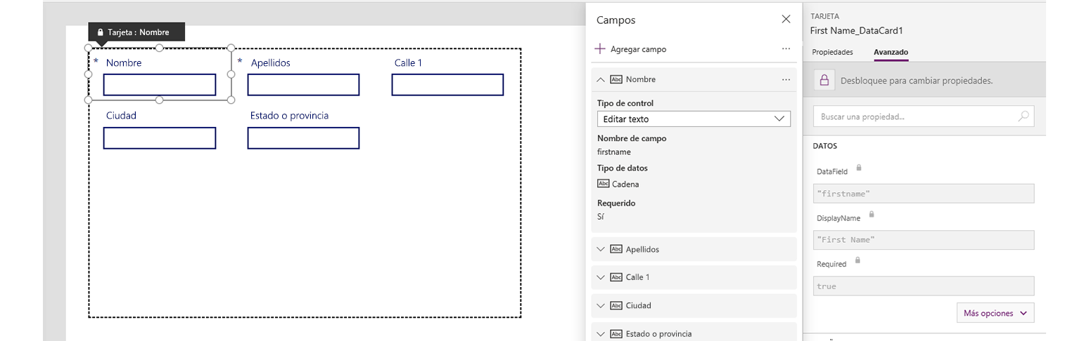 Captura de pantalla de las opciones avanzadas para personalizar una tarjeta.