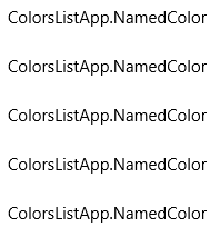 vista de lista que muestra la representación de cadena de los elementos