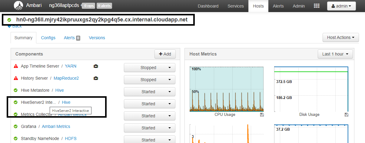 Capture d’écran du nœud principal du connecteur de l’entrepôt hive.