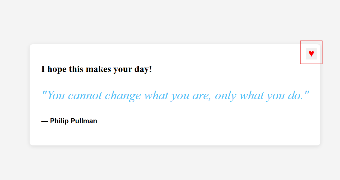 Capture d’écran de l’application avec le bouton J'aime cliqué.