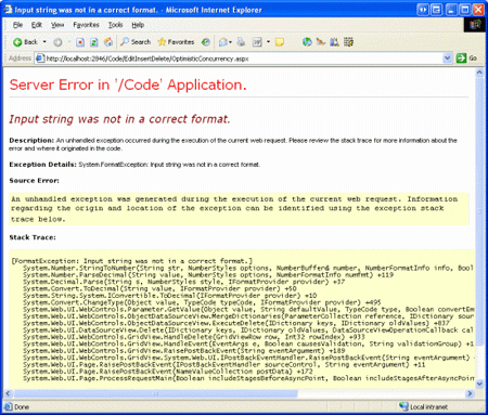 La suppression de n'importe quel produit entraîne une exception de type FormatException