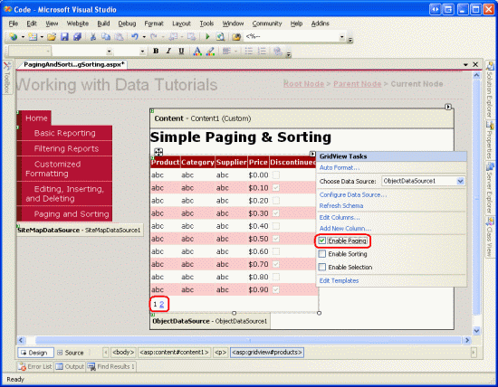 Cochez la case Activer la pagination pour ajouter la prise en charge de la pagination