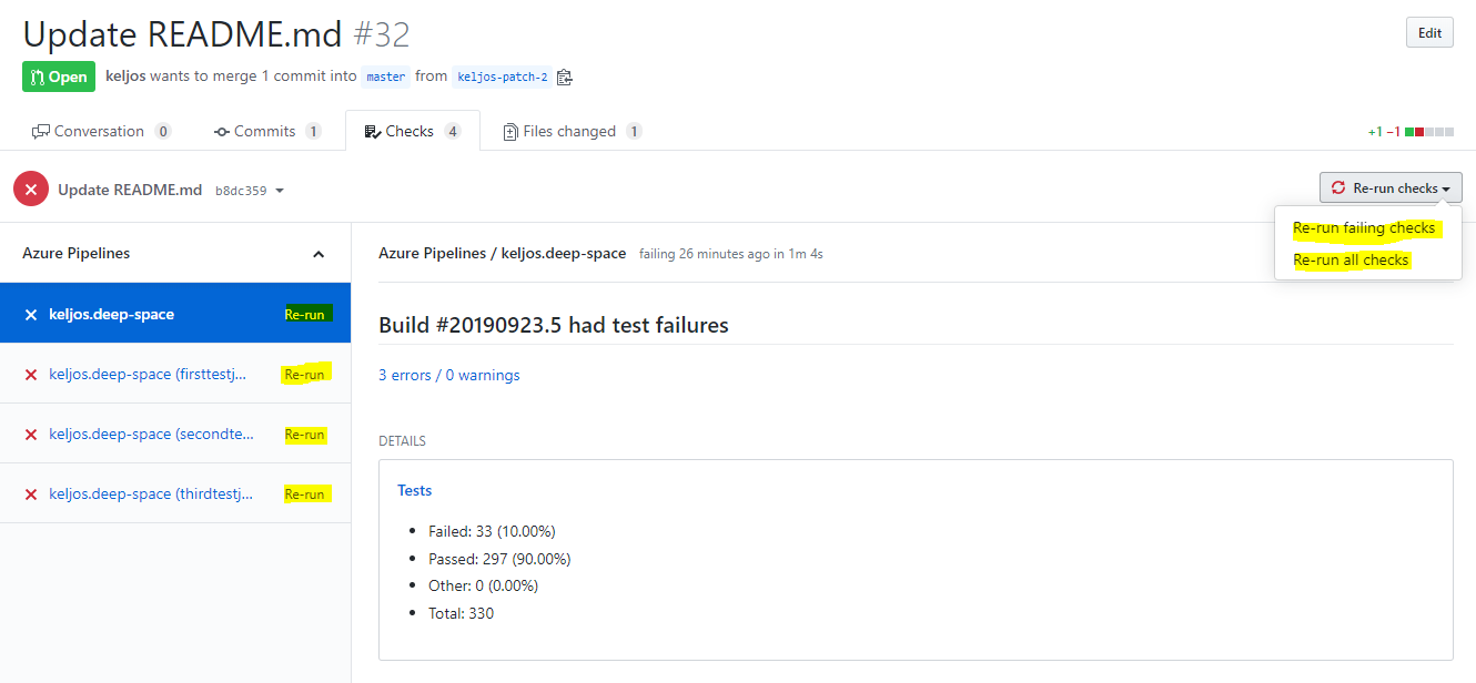 vérifications GitHub réexécuter