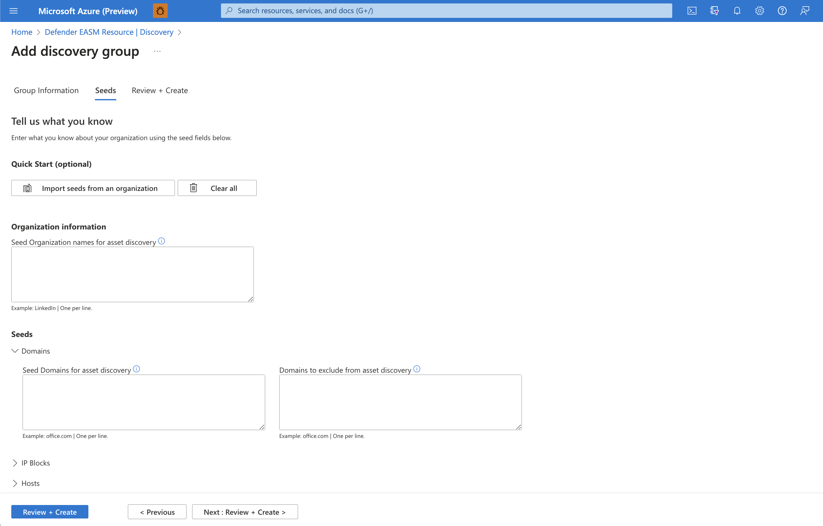 Capture d’écran de la page de sélection initiale de la configuration du groupe disco