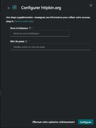 Capture d’écran montrant la boîte de dialogue Définir le nom d’utilisateur et le mot de passe