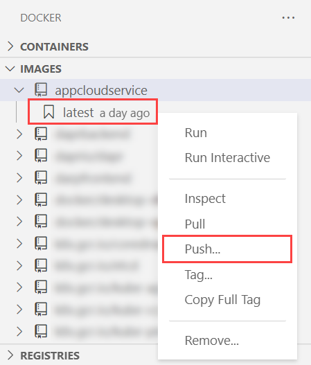 Visual Studio Code : Docker - Push d'image