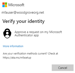 Capture d’écran montrant la fin d’une demande de second facteur.